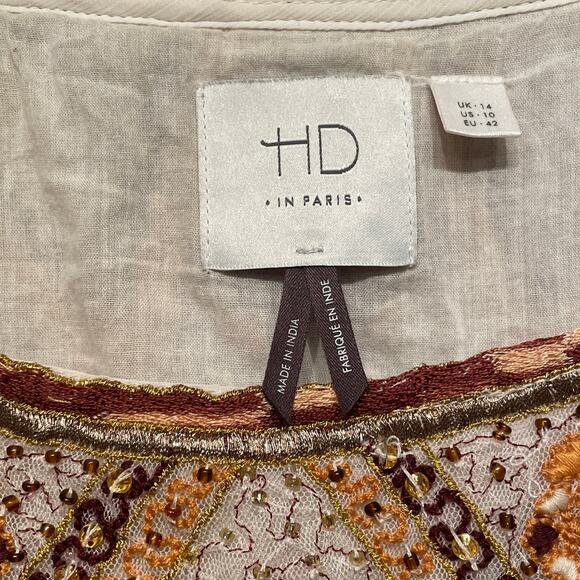 HD in Paris 10 Lace Tank Top | Embroidered Boho Festival Tassel Beaded Blouse - Picture 4 of 8